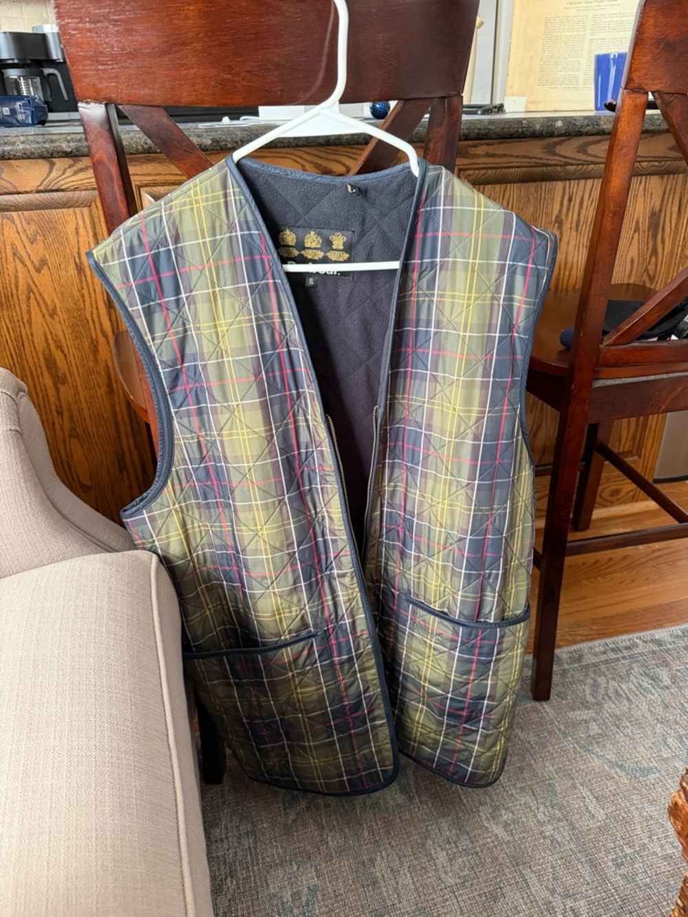 Men's Quilted Plaid Vest / Insert - Green Multicolor